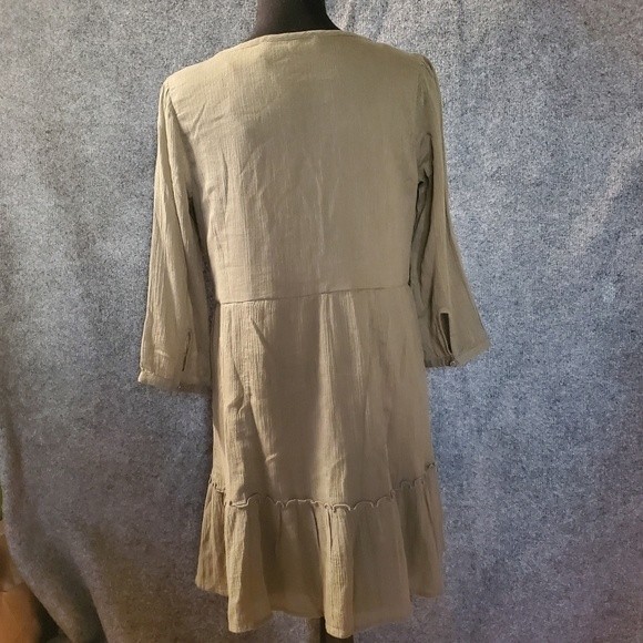 Boho Abercrombie & Fitch Small olive green ruffled dress - Picture 2 of 10
